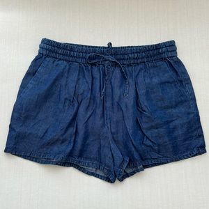 EUC Zara Chambray Denim Shorts, Size Small, Drawstring & Relaxed Fit